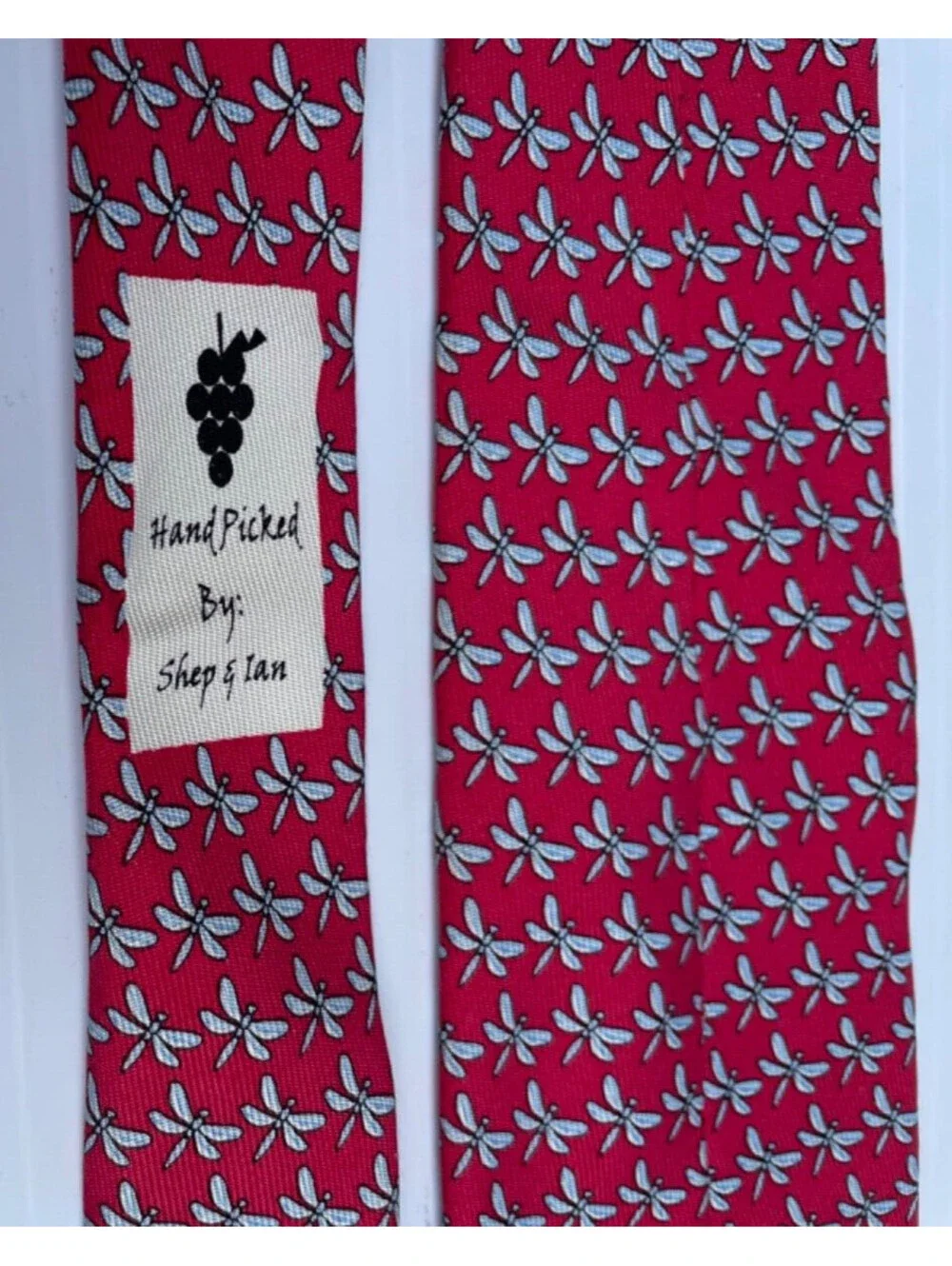 Vineyard Vines Silk Dragonfly Tie Necktie Red Blue USA Shep & Ian